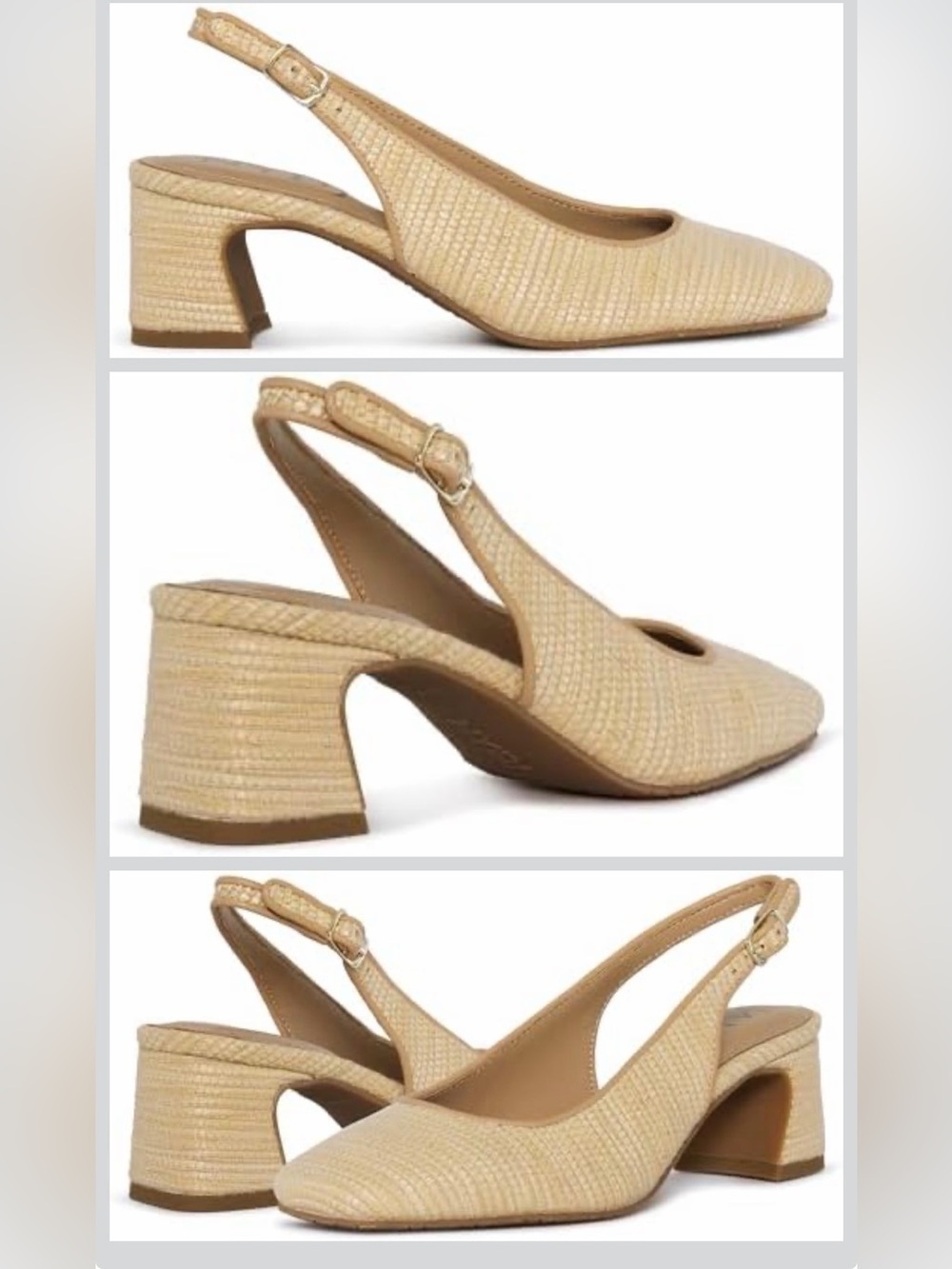 🌼🌟NIB NYDJ Stripped Raffia Tan Woven Slingback Flats Size 7.5M